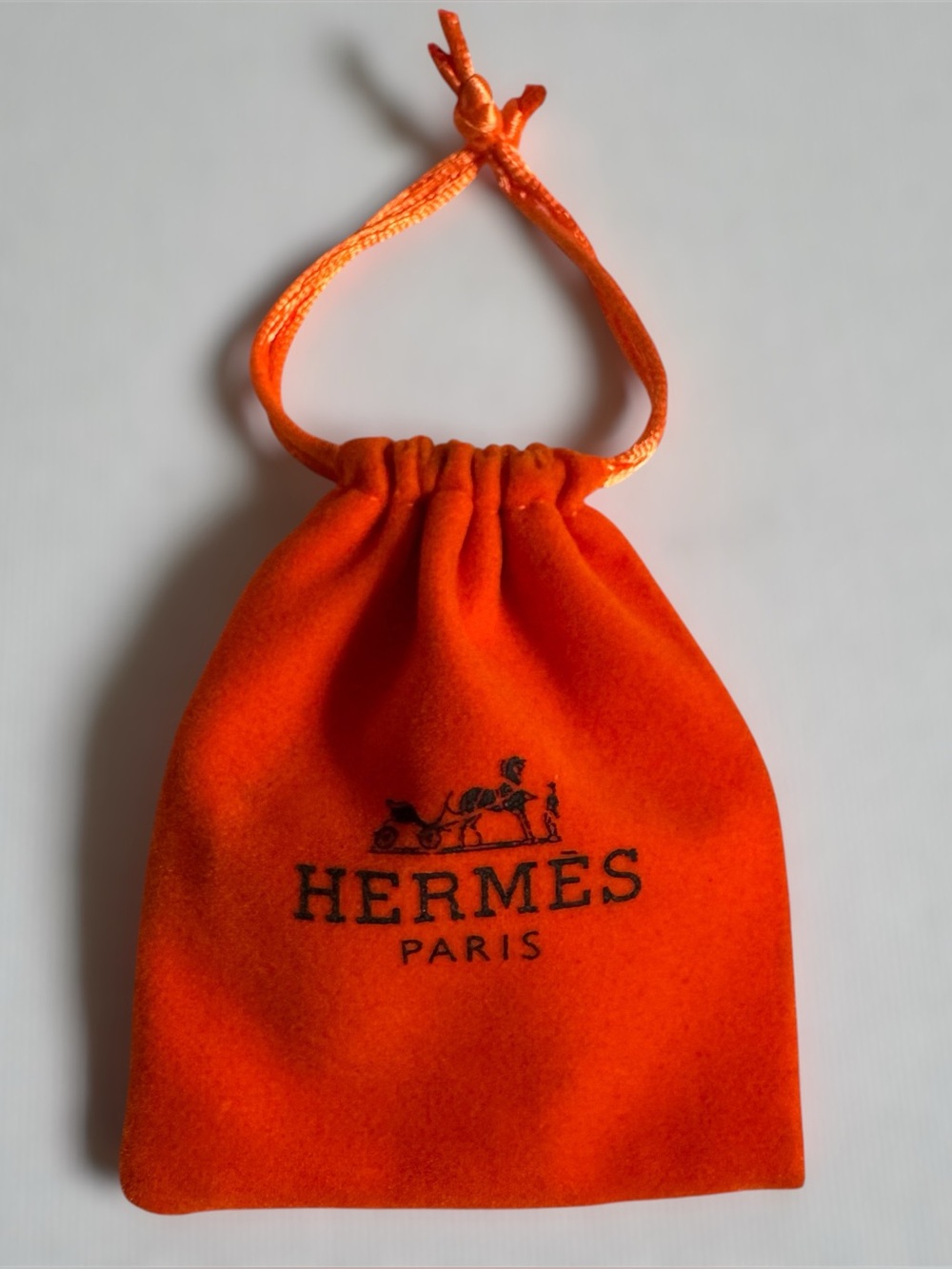 Hermès Paris Orange Velvet Drawstring Pouch Dust Bag Jewelry POUCH ONLY